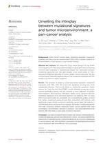 Pan-Cancer Analysis of Mutational Signatures and Tumor Microenvironment Published in Frontiers in Immunology